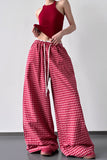 Wide-Leg Gingham Casual Pants