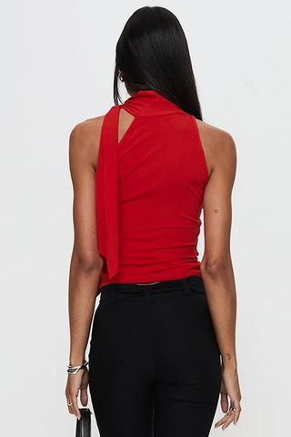High Neck Tie Detail Tank Top