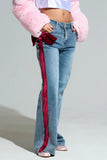 High-Waist Straight-Leg Jeans with Bow