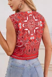 Tie-Front Paisley Print Vest