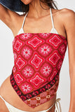 Abstract Print Strapless Tank Top