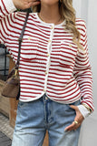 Striped Button-Up Cardigan