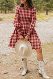 Plaid Smocked Puff Sleeve Mini Dress