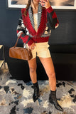 Patterned Fringe Cardigan Sweater