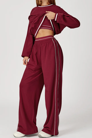 Relaxed Wide-Leg Joggers with Contrast Trim