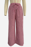 Wide-Leg Checkered Casual Pants