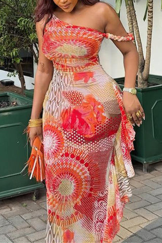 One-Shoulder Asymmetrical Casual Dress