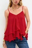 Layered Ruffle Hem Cami Tank