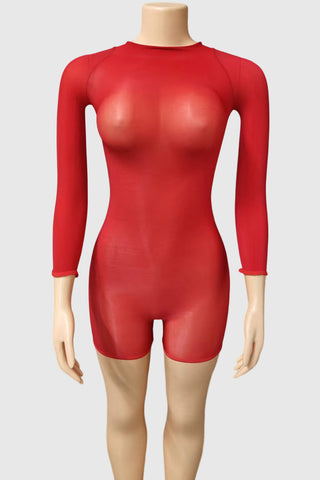 Long-Sleeve Sheer Romper
