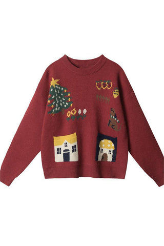 Festive Knit Sweater with Playful Patterns