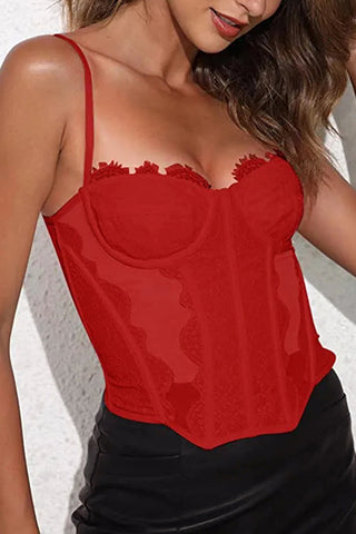 Lace-Trimmed Bustier Tank Top
