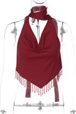 Halter Neck Beaded Tank Top