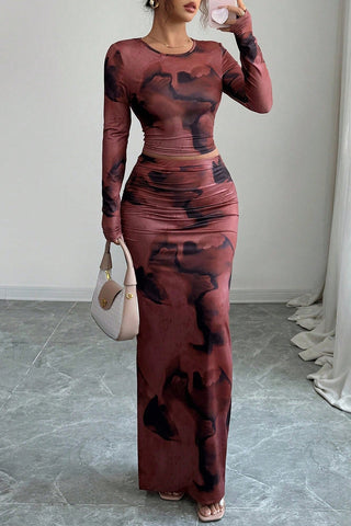 Artistic Print Skirt Set