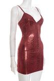 Strappy Croc-Embossed Mini Dress