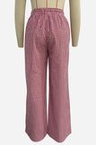 Wide-Leg Checkered Casual Pants