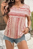 Geometric Print Keyhole T-Shirt