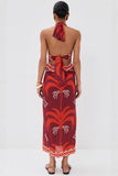 Halter Neck Tropical Midi Dress