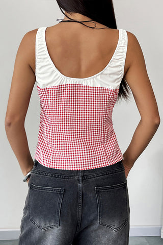 Tie-Front Gingham Tank Top