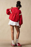 Snap-Front Sporty Sweatshirt