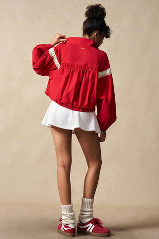 Snap-Front Sporty Sweatshirt