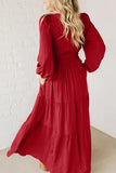 Long Sleeve Patterned Casual Maxi Dress