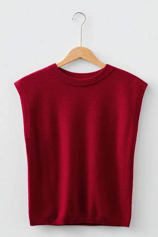 Crew Neck Cap Sleeve Sweater Vest