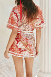 Floral Skirt Set with Lace Trim