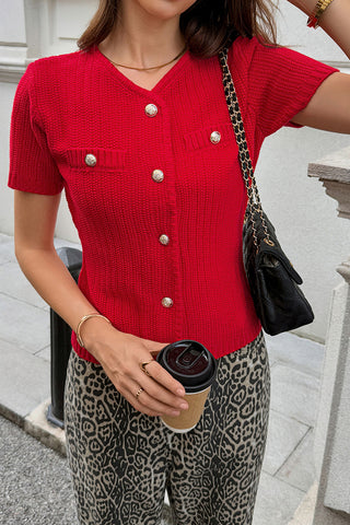 Button-Front Knit Cardigan