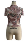 Artistic Print High Neck T-Shirt