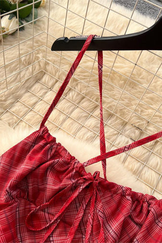 Strappy Plaid Maxi Dress