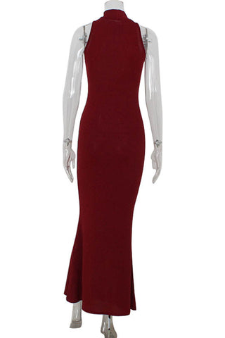 Sleeveless High-Neck Evening Gown