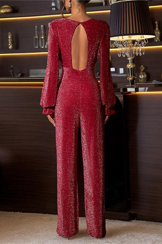 Glittering Long-Sleeve Jumpsuit