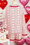 Heart Bow Print Pajama Shorts Set