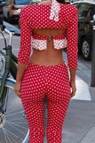 Polka Dot Crop Top and Capri Pants Set