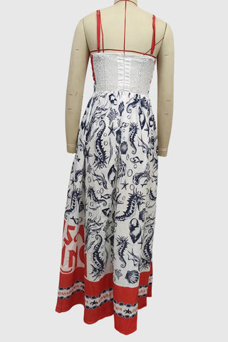 Strappy Printed Midi Dress