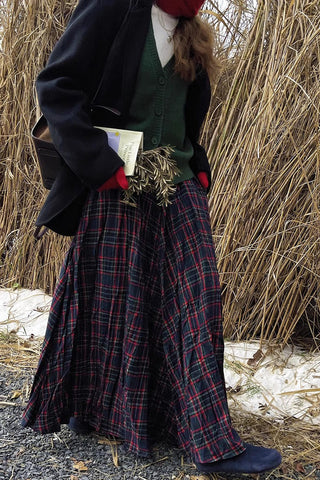 Plaid High-Waist Maxi Skirt