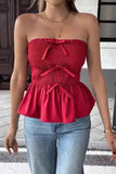 Smocked Strapless Peplum Top
