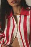 Striped Button-Up Knit Top