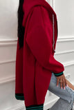 Contrast Cuffed Drop Shoulder Zip Up Tunic Hoodie