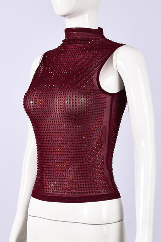 Embellished High-Neck Tank Top