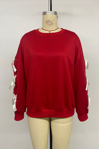 Bow-Accent Long-Sleeve Sweatshirt