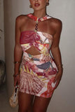 Cutout Halter Tropical Sundress