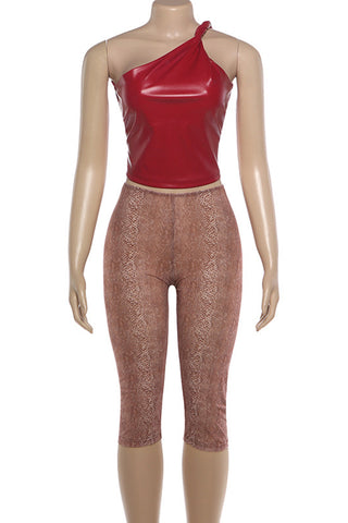 Asymmetric Top and Cropped Pants Set