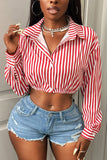 Striped Button-Front Crop Top