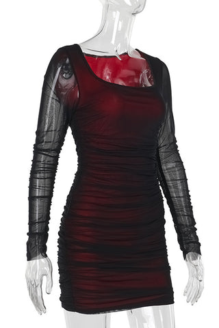 Sheer Long Sleeve Casual Dress