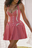Charming Gingham Halter Sundress