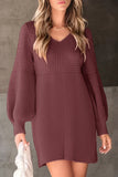 Knit V-Neck Casual Dress