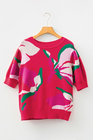 Floral Puff Sleeve Sweater