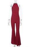Halter Neck Flare Leg Jumpsuit