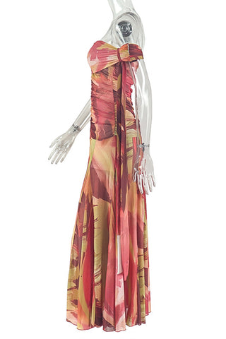 Off-Shoulder Printed Maxi Dress